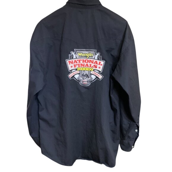 Wrangler Mens National Finals Rodeo Black Button-Up Shirt Embroidered Logos XL - Picture 2 of 6